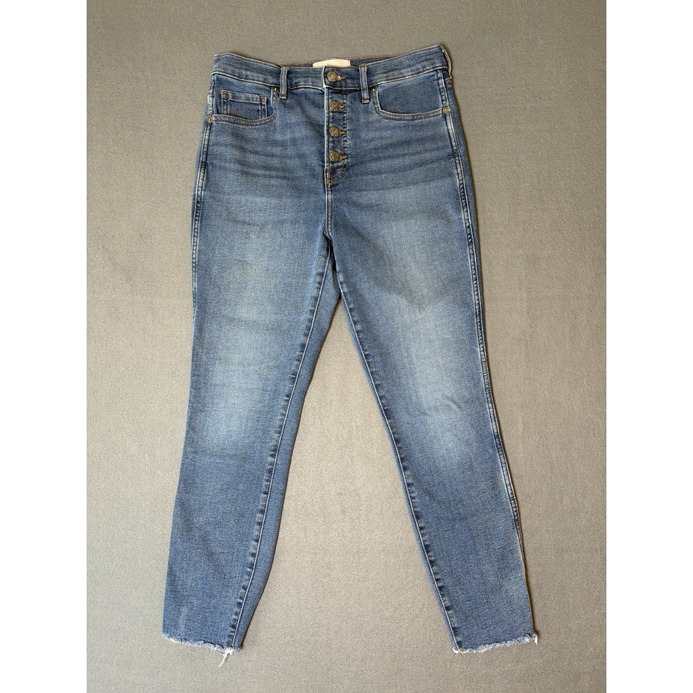 Everlane Vintage Skinny Jeans Raw Hem Denim Button Fly Women's Sz 28 Ankle